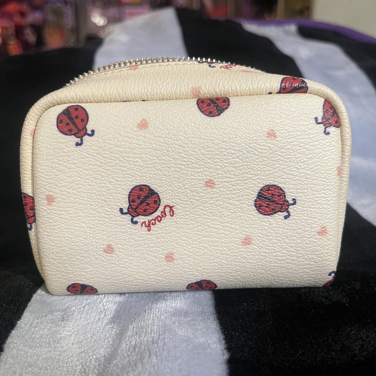 Coach mini boxy cosmetic case pouch with ladybug