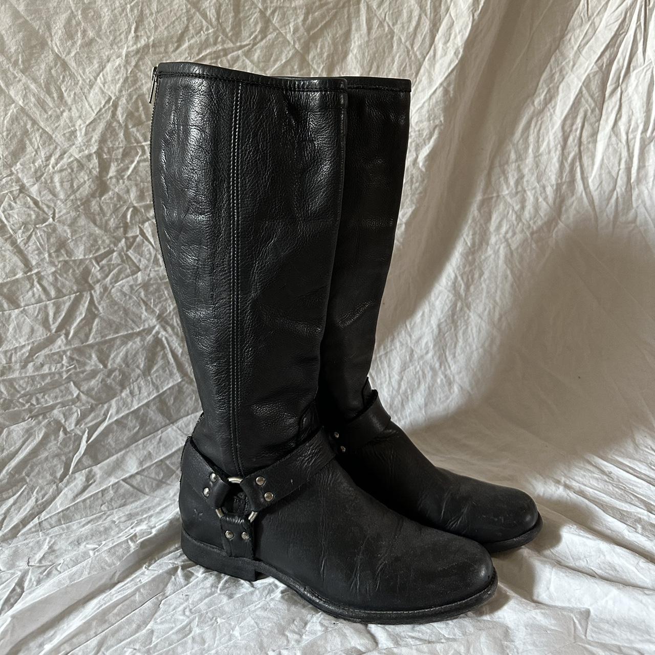 Black Frye Knee High Harness Boots Women’s size... - Depop