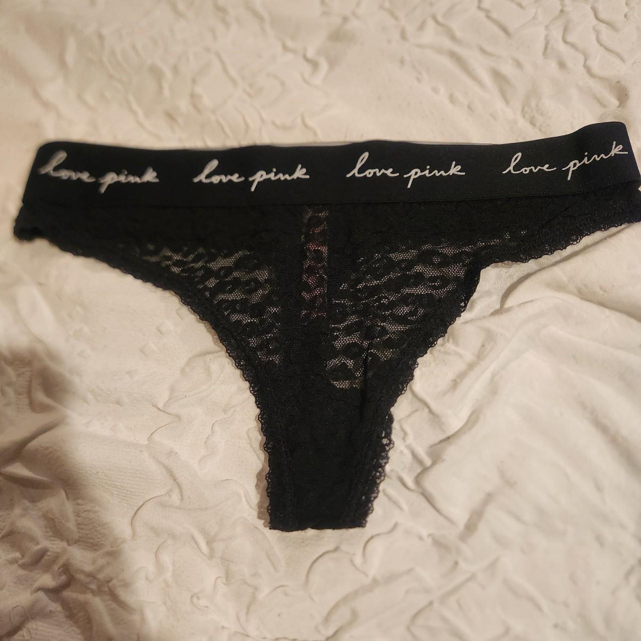 PINK panties. Size small, black lace. No flaws. Ask... Depop