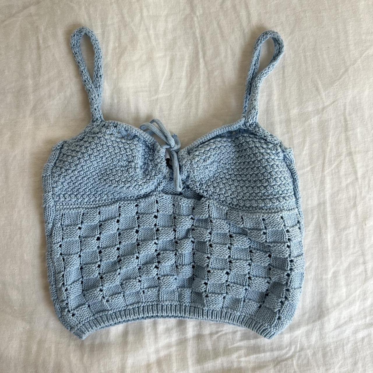 ZARA Light Blue Crochet Knit Bralette Top - $27 - From Mia
