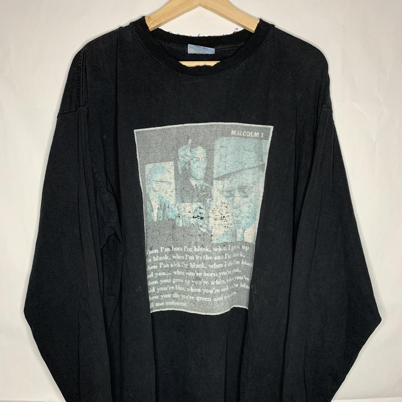 Vintage 90s Malcolm X Long Sleeve Graphic T Shirt... - Depop