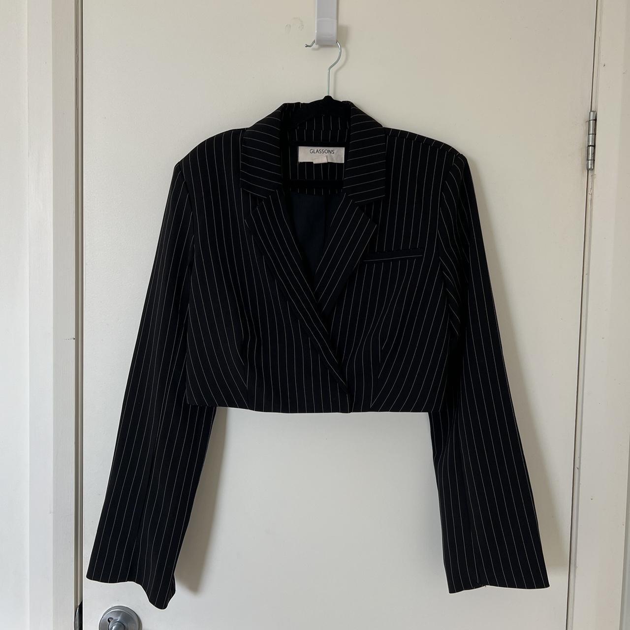 GLASSONS CROPPED BLAZER PINSTRIPE, size