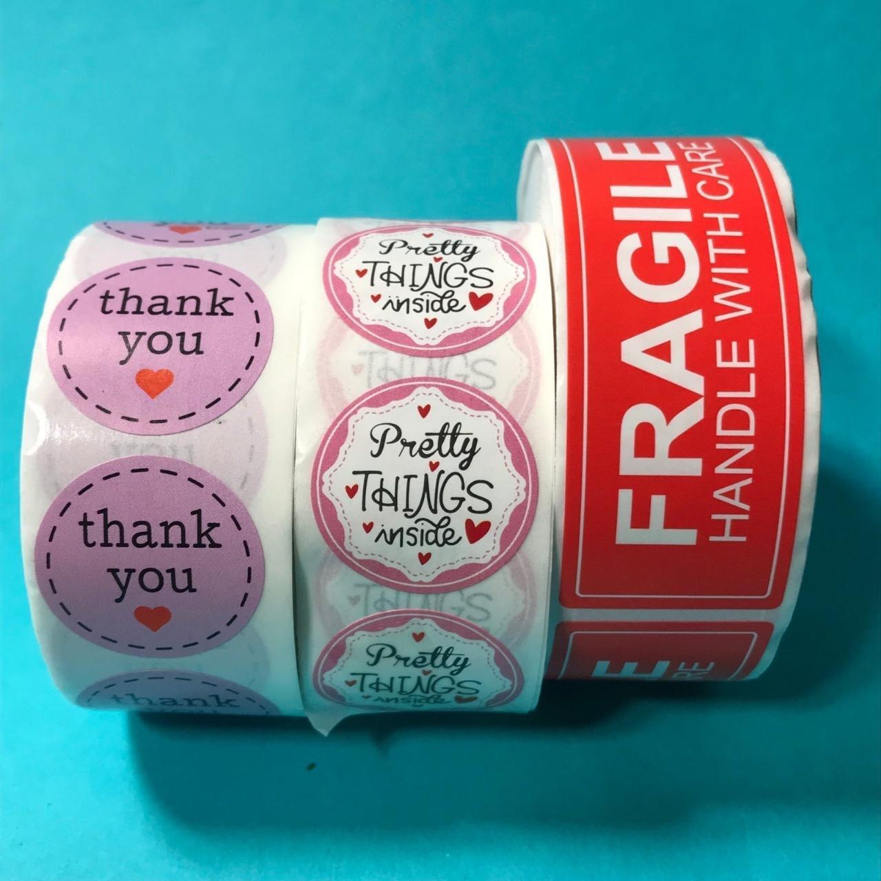 500 purple thank you stickers 1” 500 pretty things... - Depop