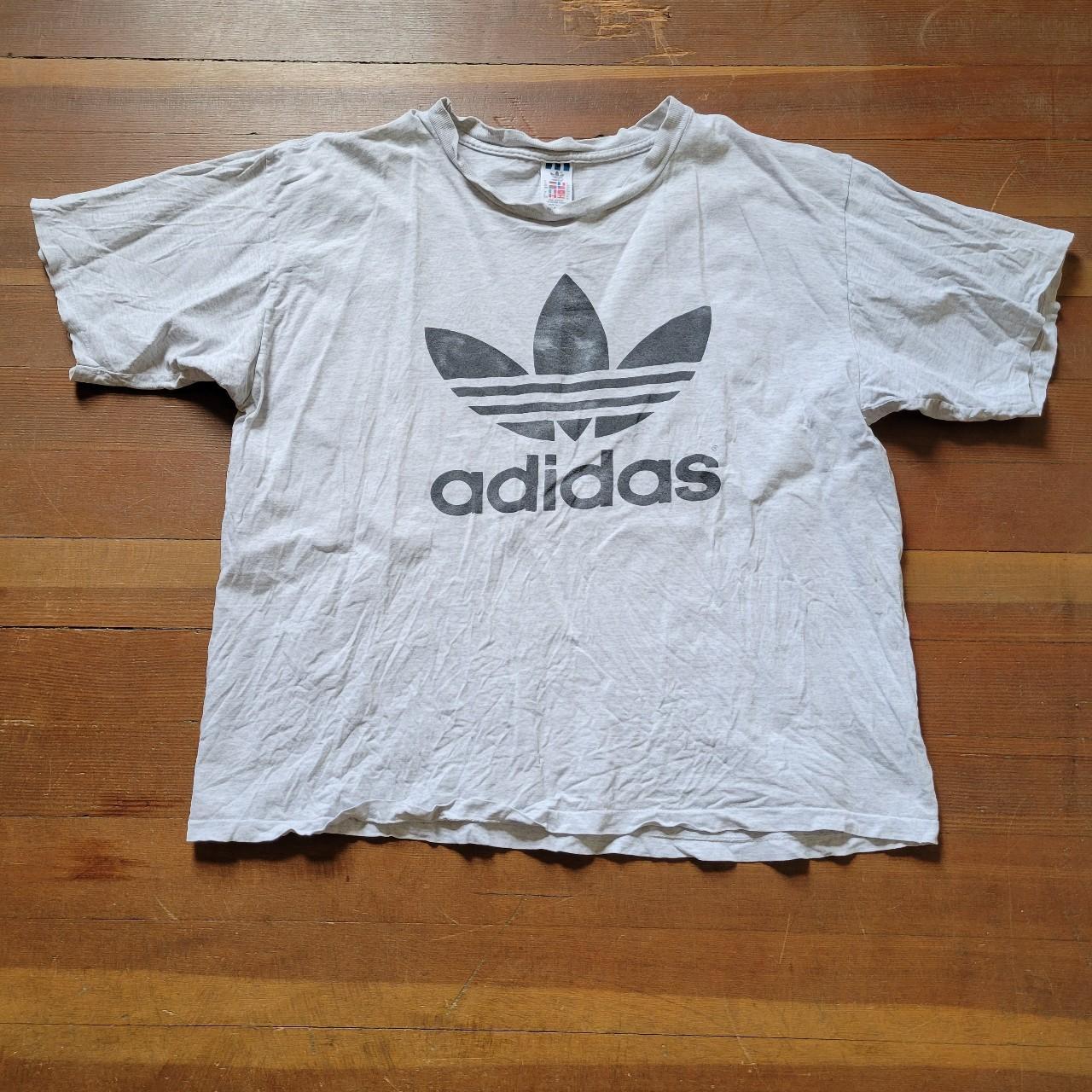 vtg 90s ADIDAS classic big trefoil spellout logo... - Depop