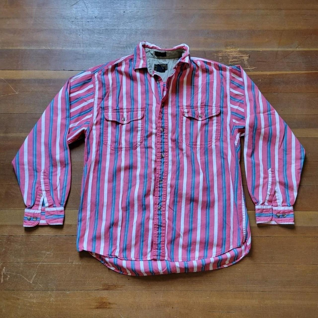 vtg 90s EDDIE BAUER Rufton Twill multicolor stripe... - Depop