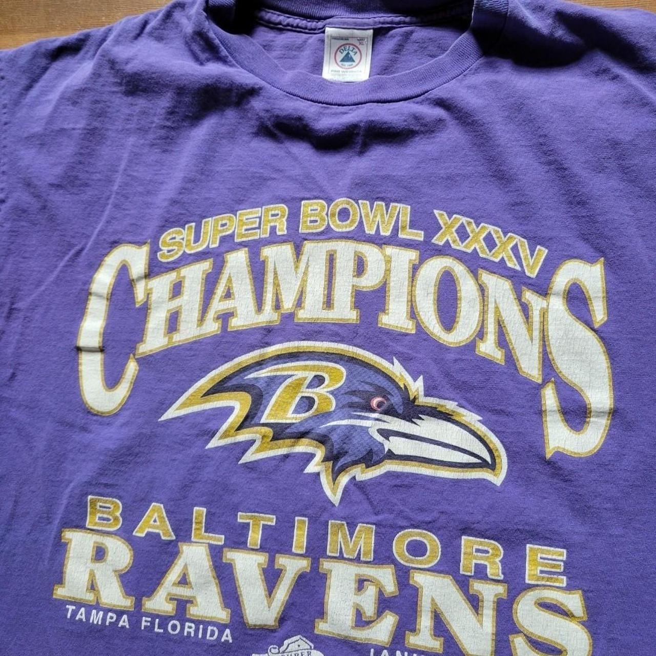 2001 Baltimore Ravens Super Bowl XXXV Champions NFL T Shirt Size