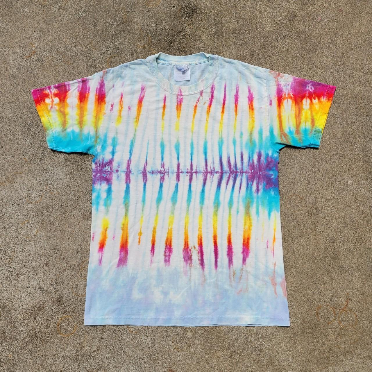 vtg tie dye vertical line rainbow colors
