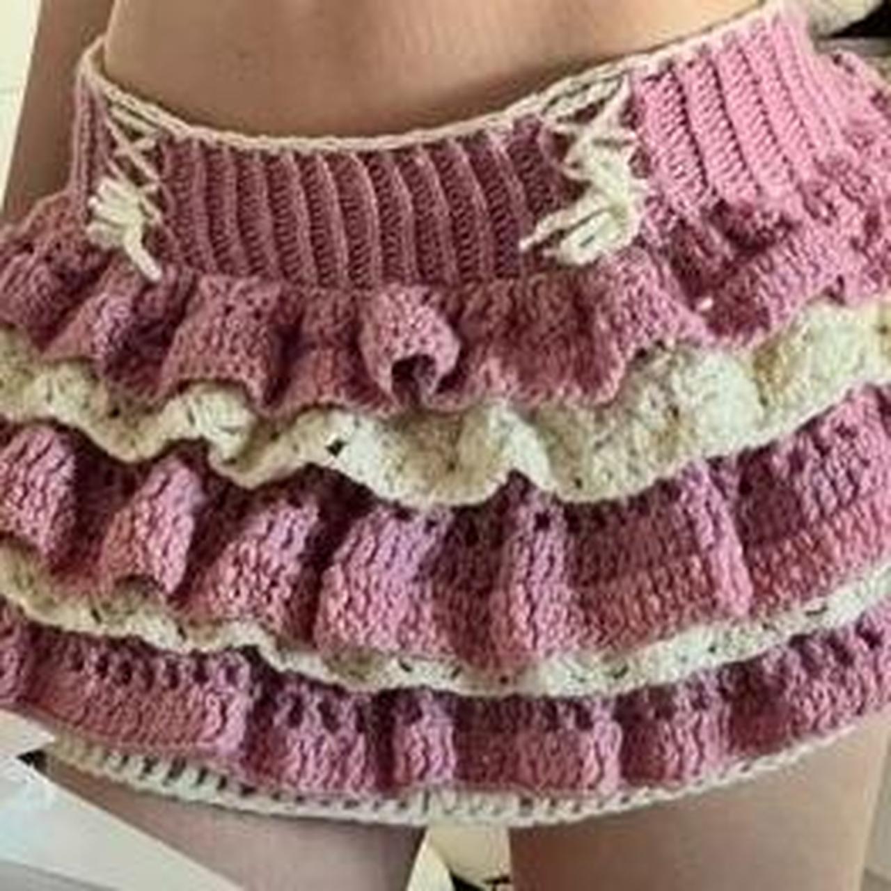 Ruffled Layered Crochet Skirt Customizable in any | Depop
