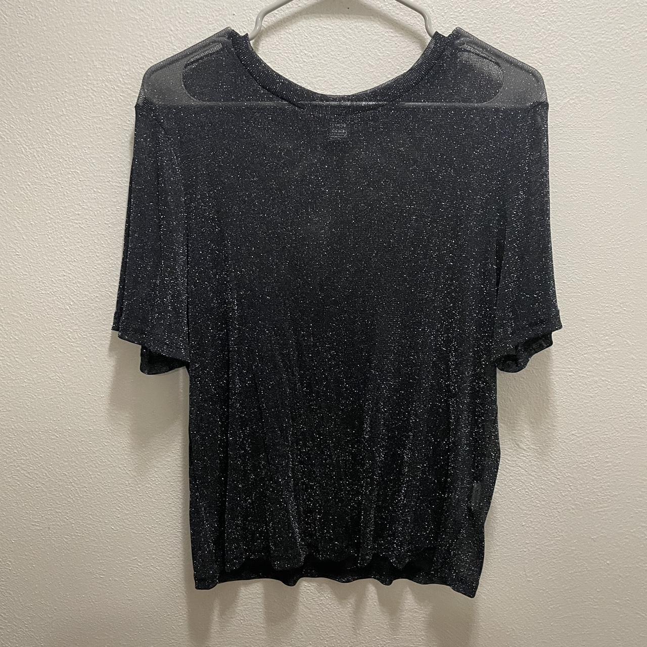 Black Sparkly Mesh Top Never worn! Size- large... - Depop