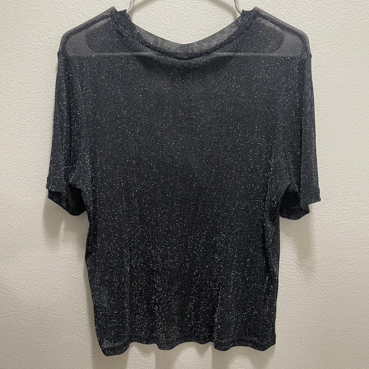 Black Sparkly Mesh Top Never worn! Size- large... - Depop