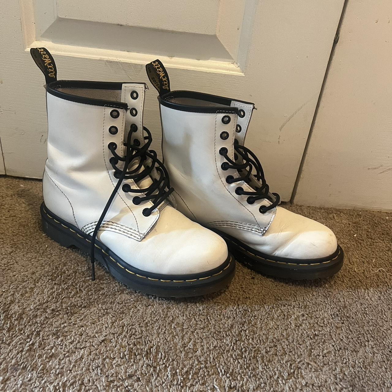 White doc martens. Barely worn, soles in good shape.... - Depop