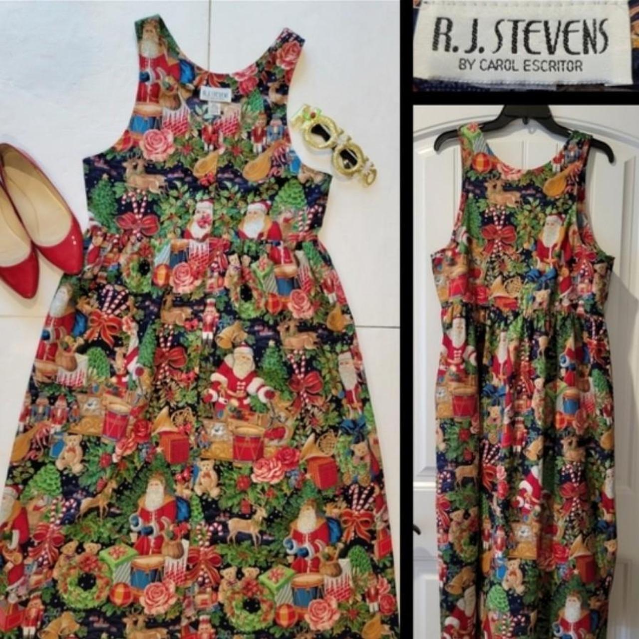 Vintage Women's Pleated Dress - Red/Multi - 12 – R J Stevens by Carol Escritor RARE …