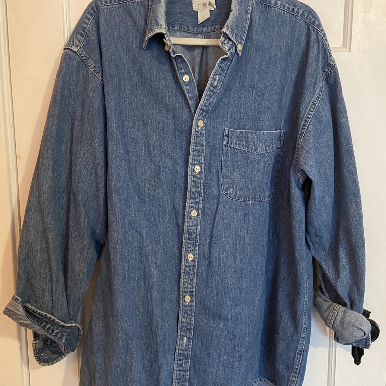 Vintage J. Crew denim shirt XLT - long sleeve,... - Depop