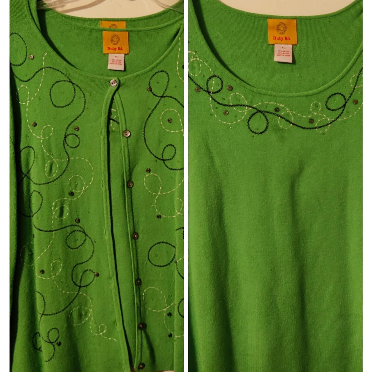 Ruby Rd. Women's Sweater - Green/Multi - L – 2 pi… - image 1