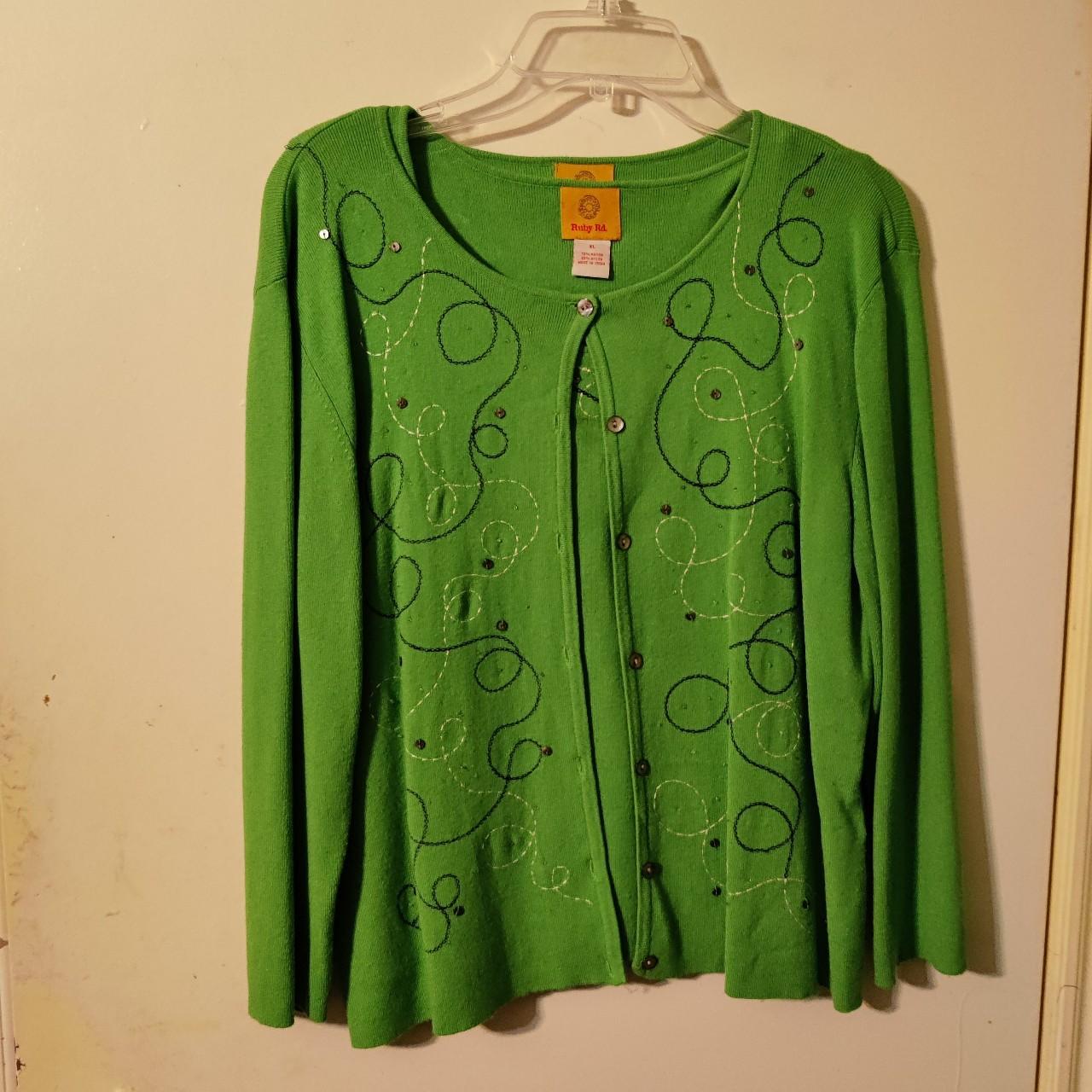 Ruby Rd. Women's Sweater - Green/Multi - L – 2 pi… - image 2