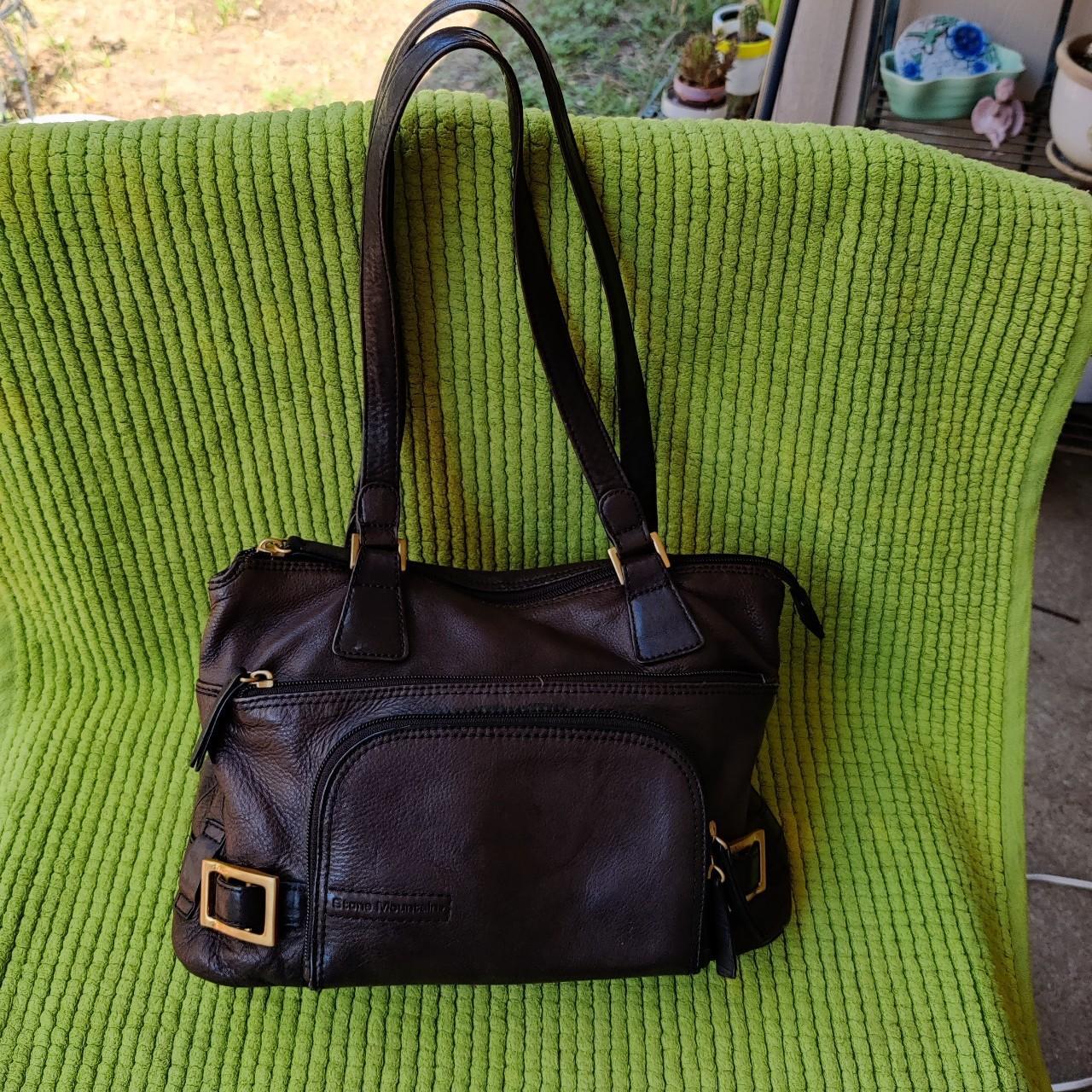 Stone Mountain Black And Tan Leather Tote Women's Purse Handbag