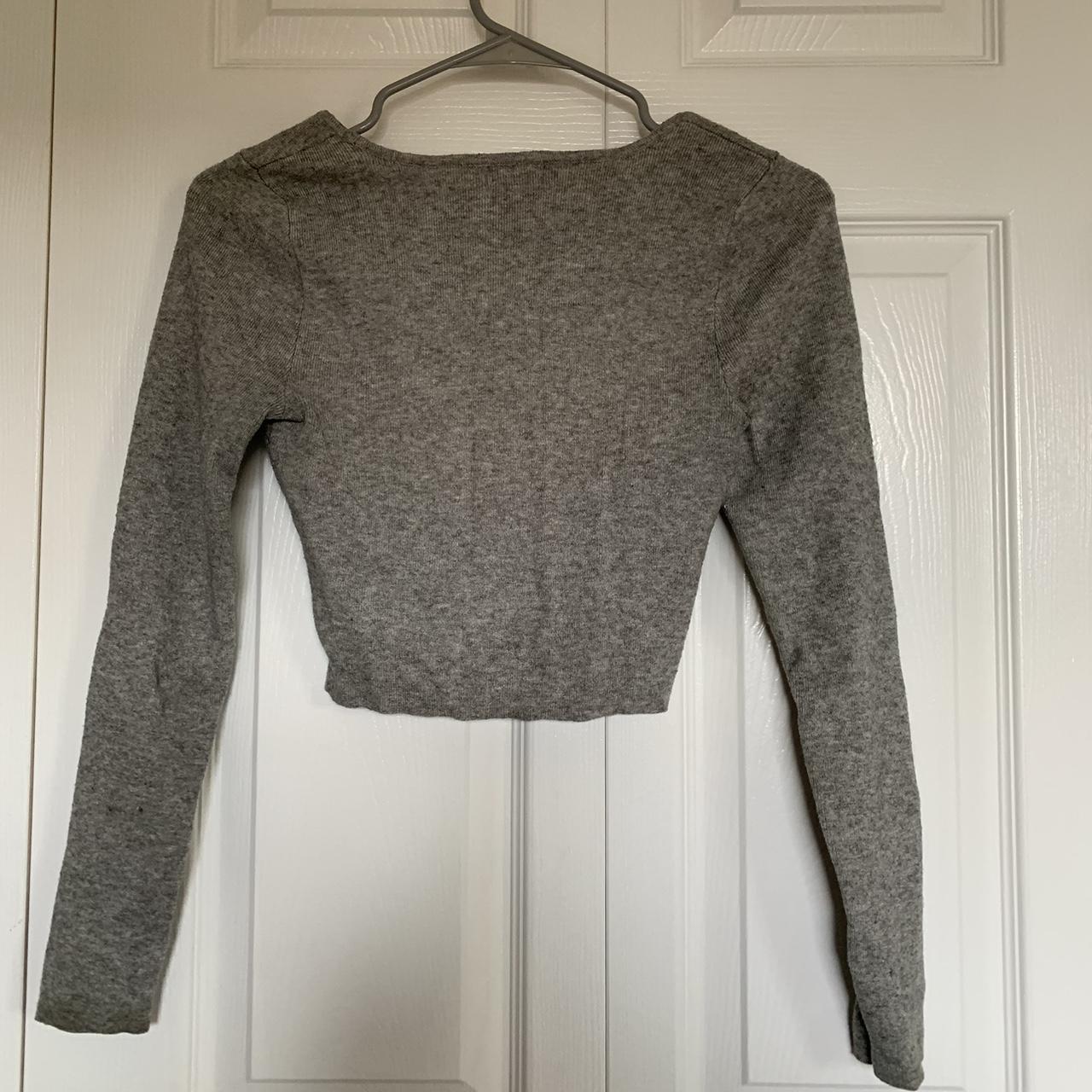 L.A. Hearts Cropped Long Sleeve Gray Top Size Small Depop