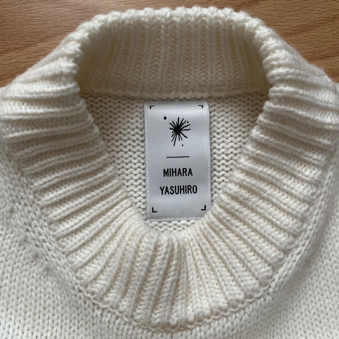 mihara yasuhiro distressed white sweater, free size,... - Depop