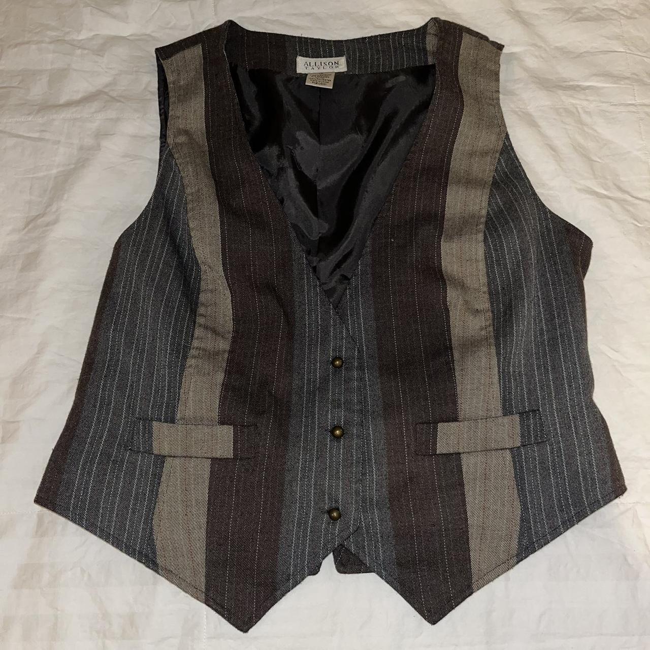 Vintage Allison Taylor striped vest -size 10 - Bust... - Depop