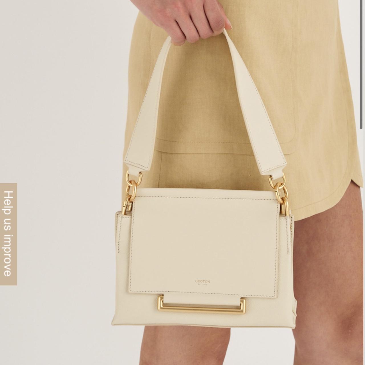 Oroton Elm small leather shoulder bag ivory Worn... Depop