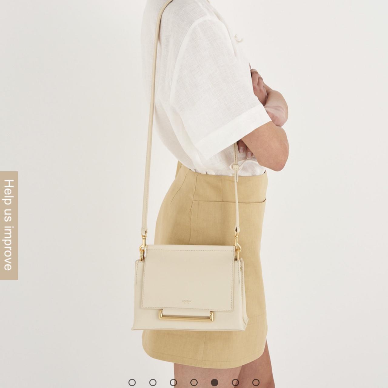 Oroton Elm small leather shoulder bag ivory Worn... Depop