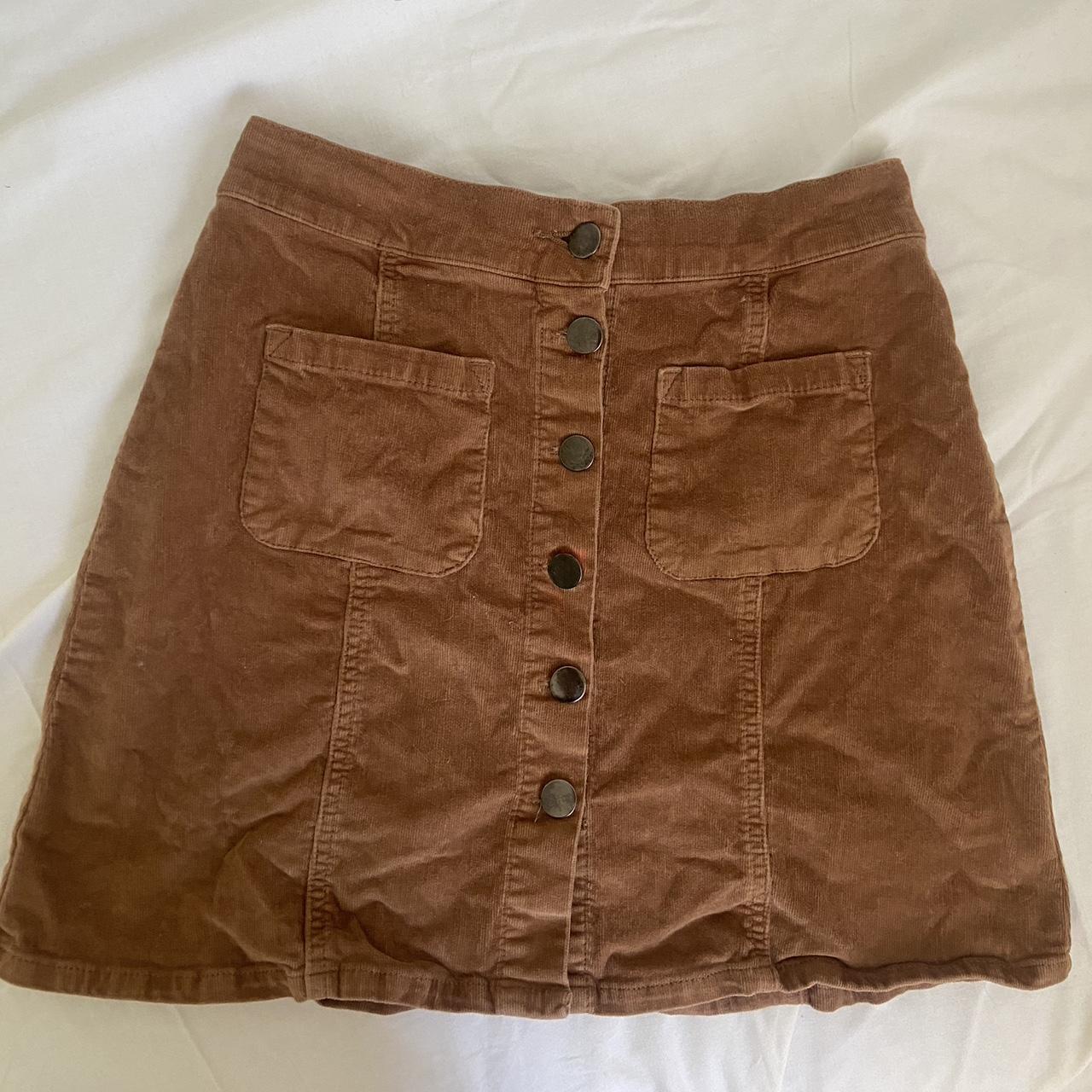 Ghanda brown button up mini skirt - size 6 -... - Depop