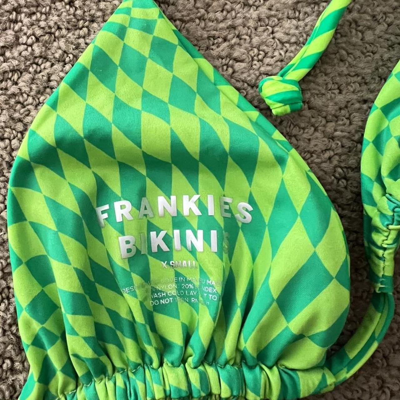 Frankies bikinis green checkered bikini top. Worn... Depop