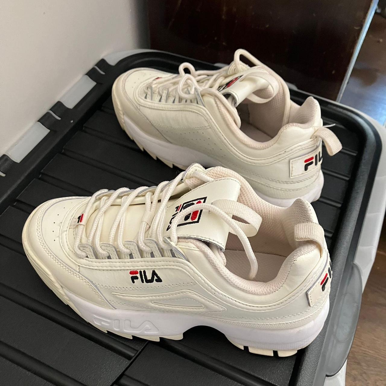 Fila Women's Cream and Tan Trainers | Depop