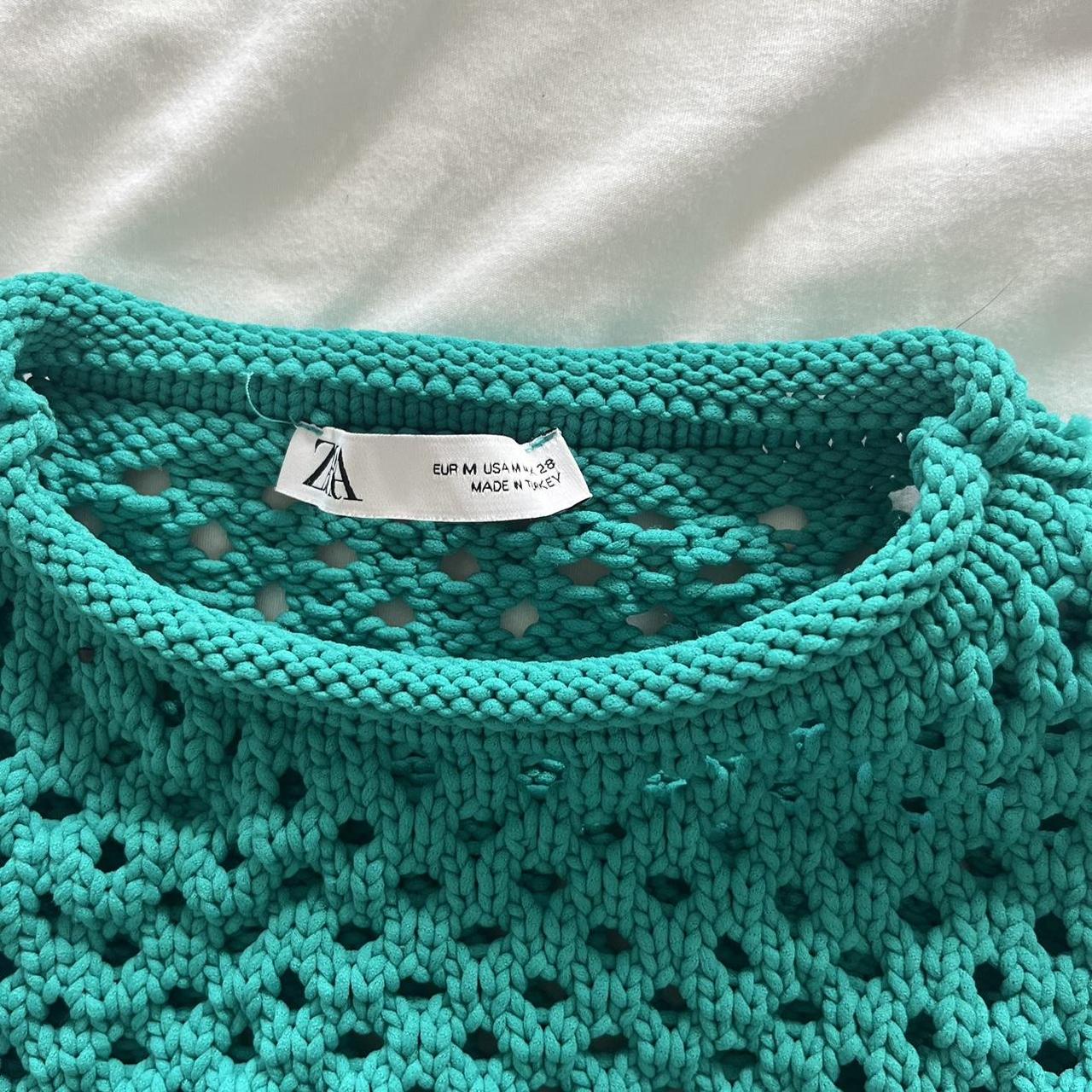 Zara Women's Green and Blue Jumper Depop