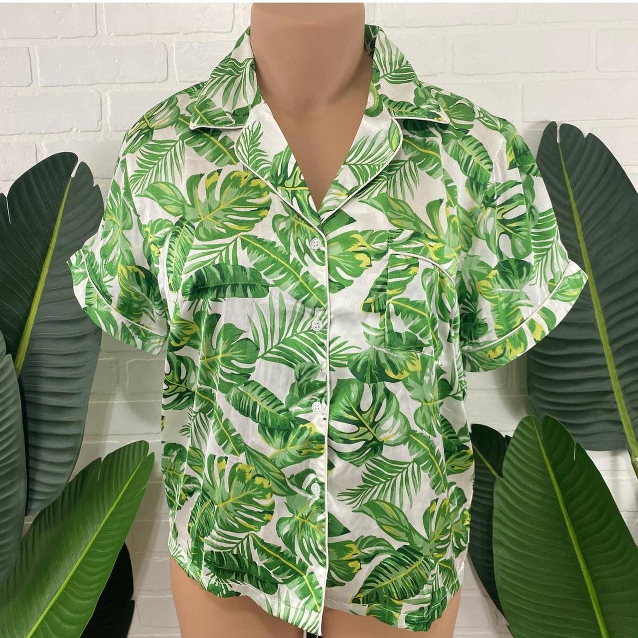 pretty-little-thing-green-palm-print-satin-pajama-depop