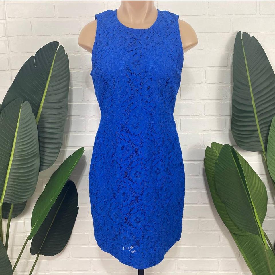 J Crew royal blue lace sheath dress Size