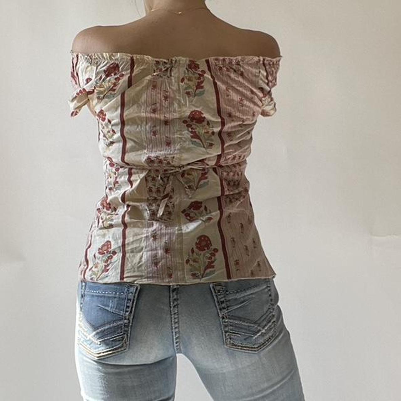 Cottage Floral over the Shoulder Blouse - Depop