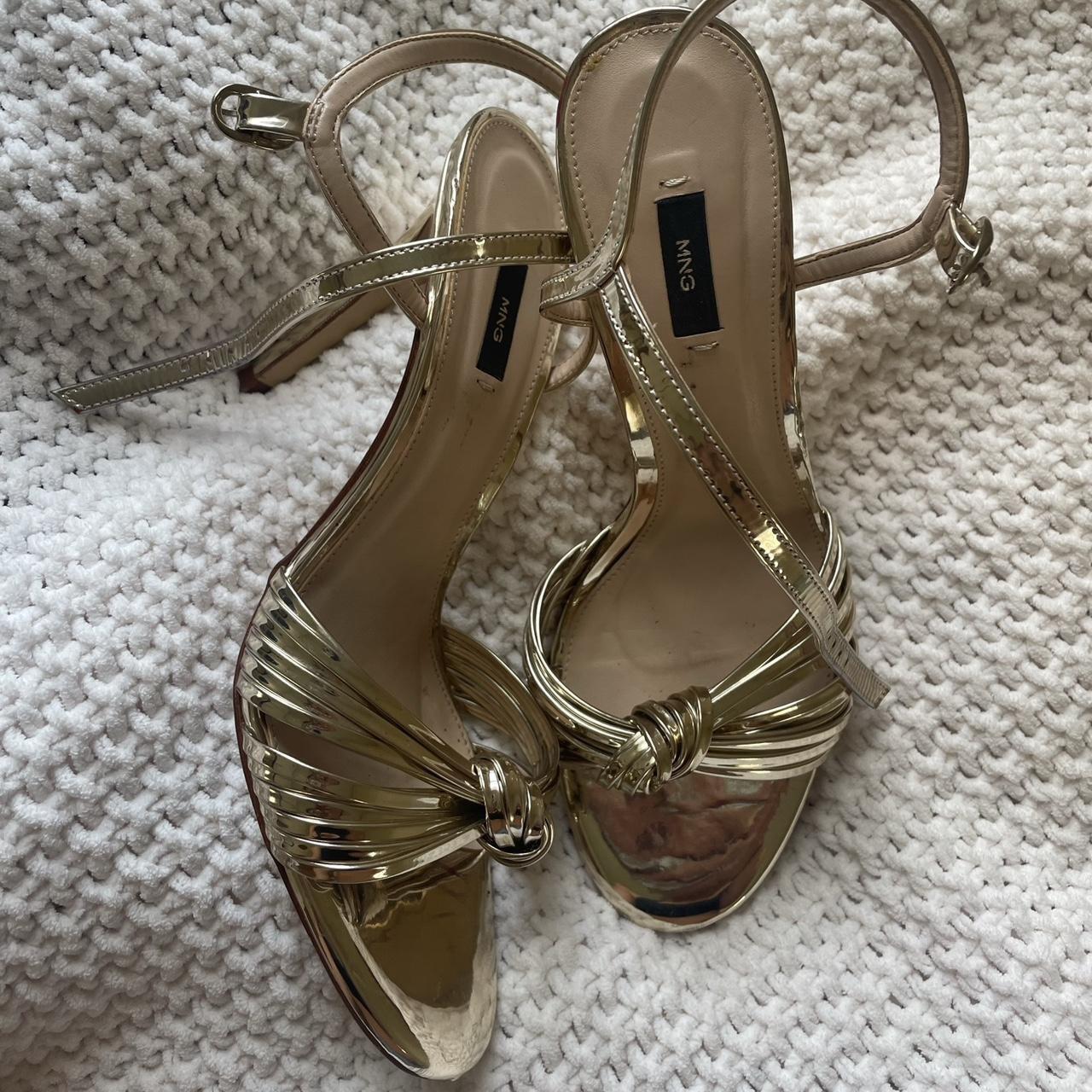 Mango Gold Heels Size 39 Depop