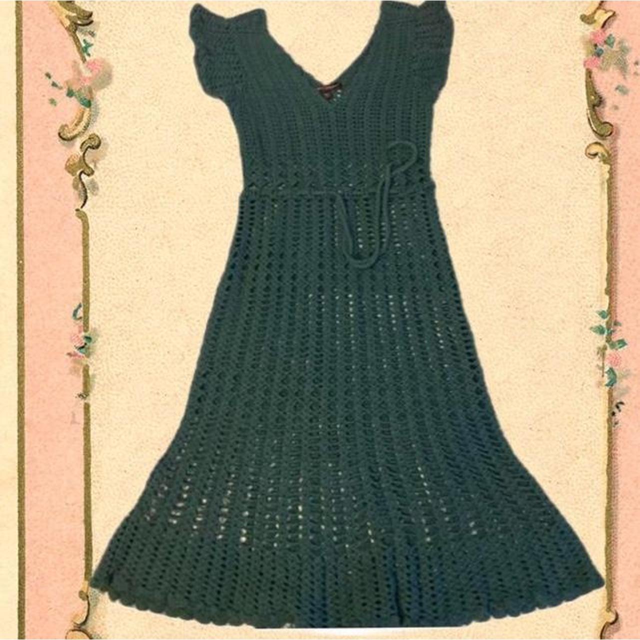 betsey johnson crochet midi dress unique green Depop