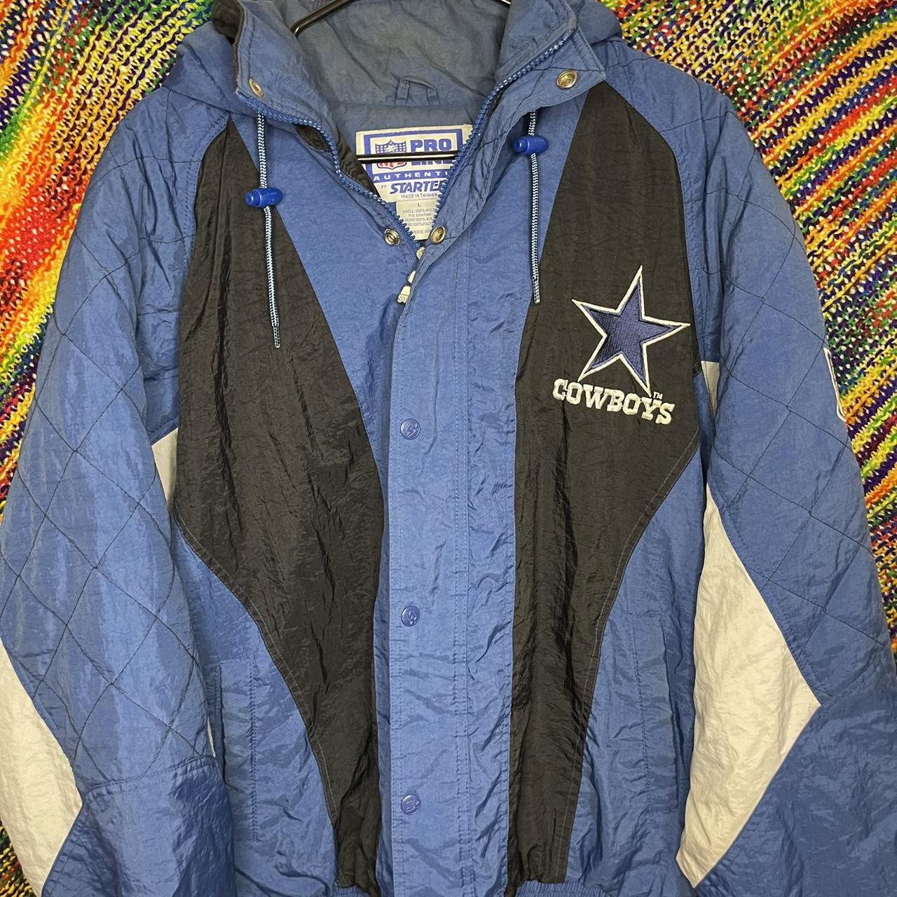 Vintage 1990s Starter Dallas Cowboys Blue Hooded Youth Parka