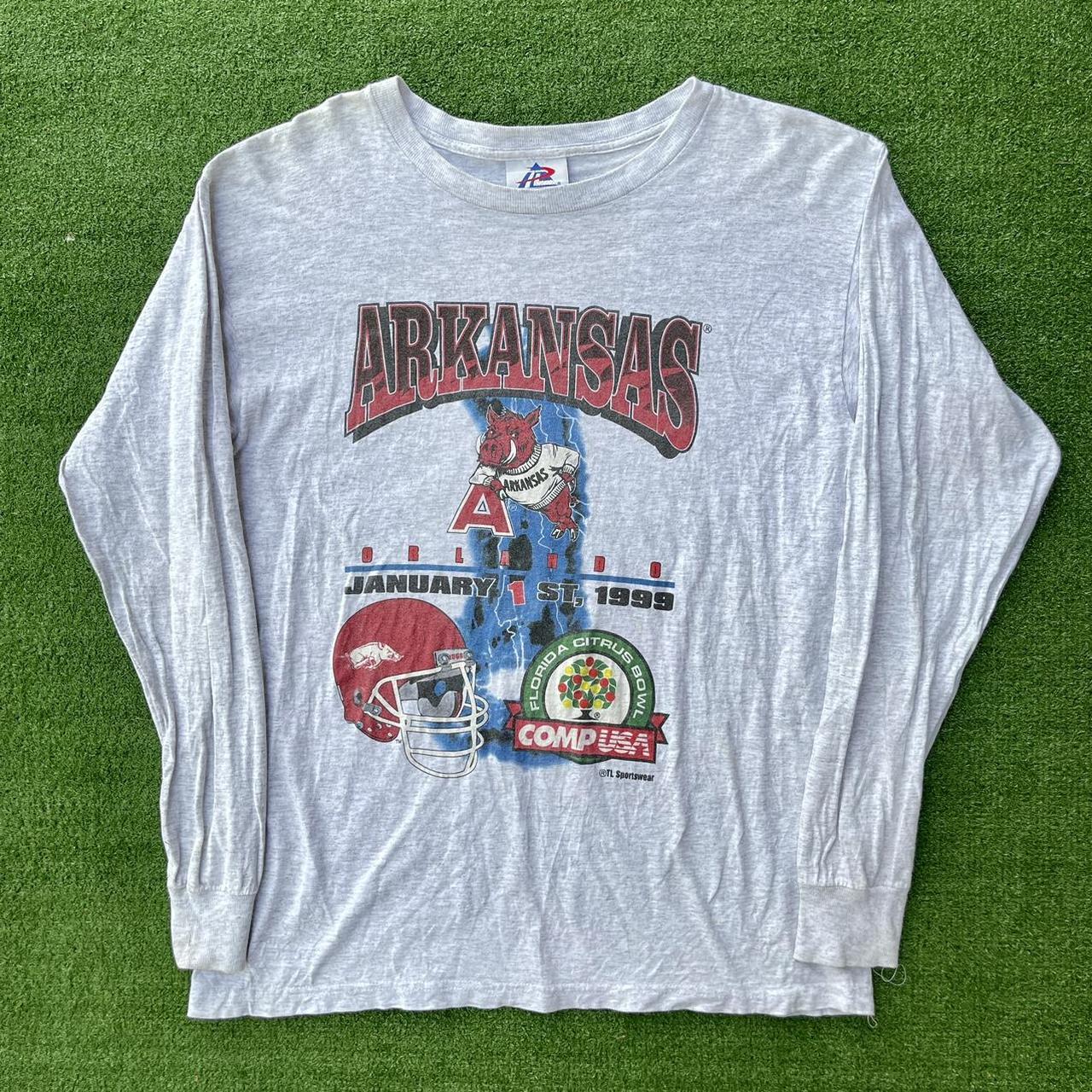 Vintage 90s Arkansas Razorbacks Long Sleeve T Shirt... - Depop