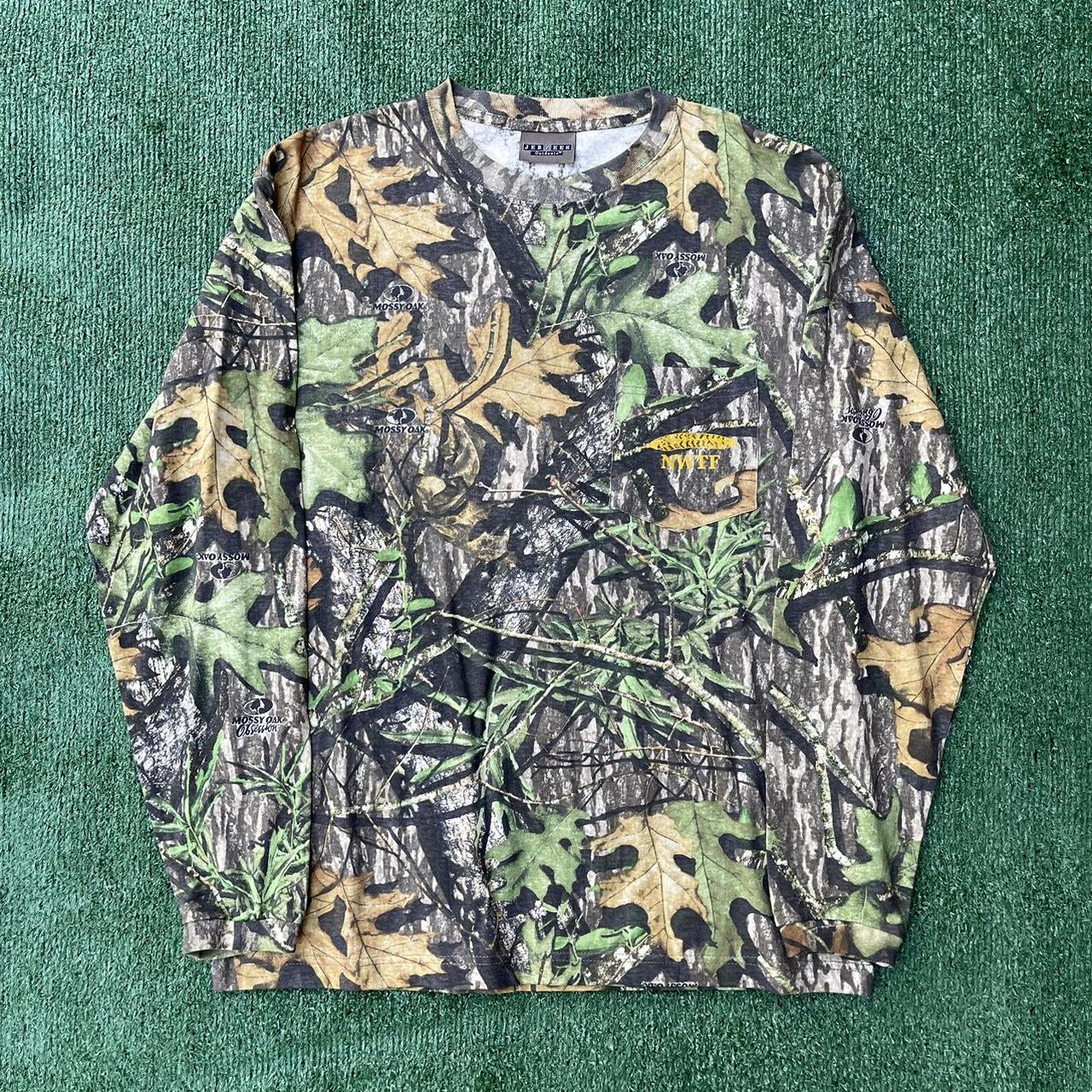 Vintage 90s Jerzees Mossy Oak Obsession Camo... - Depop