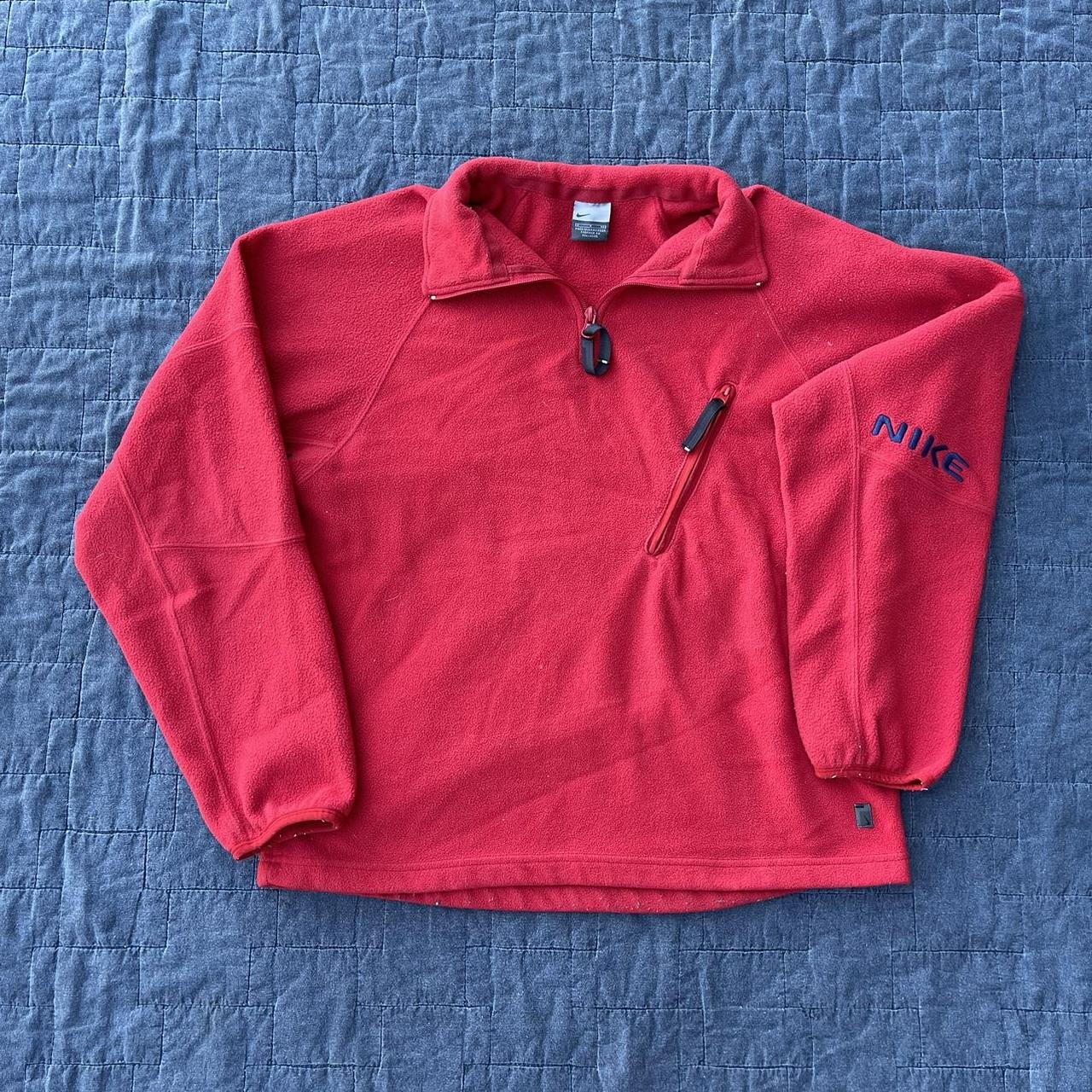 Vintage Y2K Red Nike Quarter Zip Fleece Spellout... Depop