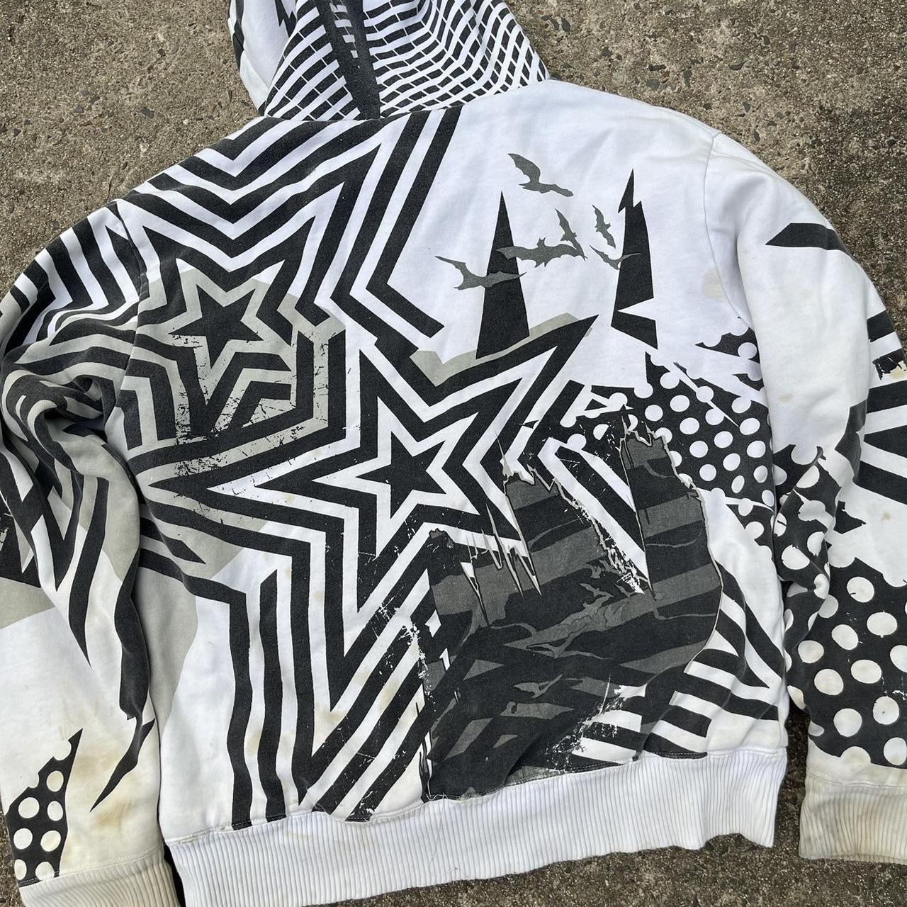 Crazy y2k Fox Racing Aop Fleece Lined Zip Up Hoodie | Depop