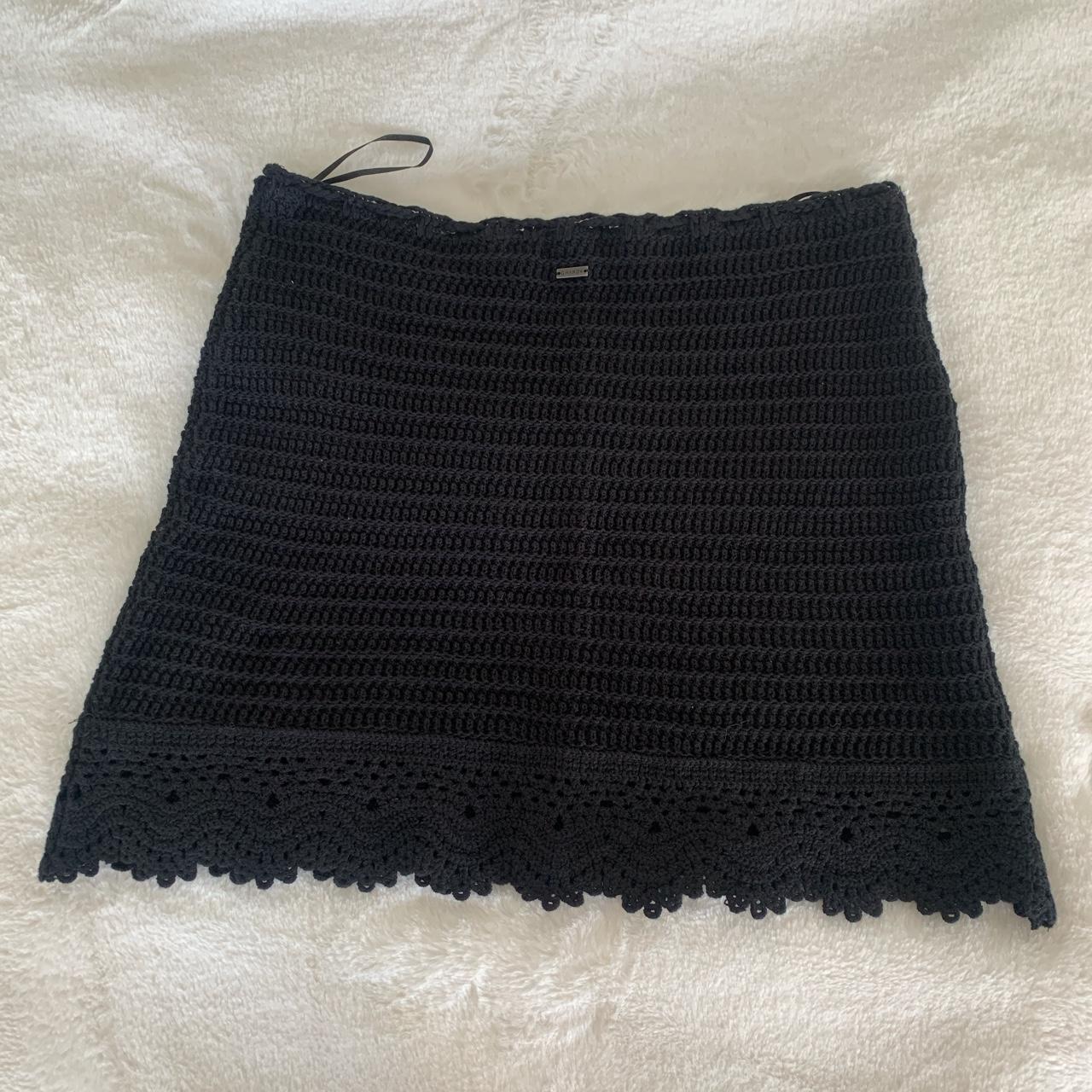 Ghanda Crotchet skirt in black brand new w tags Depop