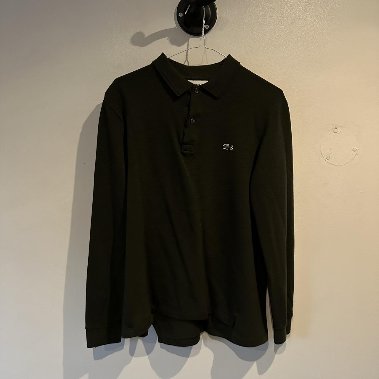 Green long sleeve lacoste polo. Size L. Slim fit.... - Depop