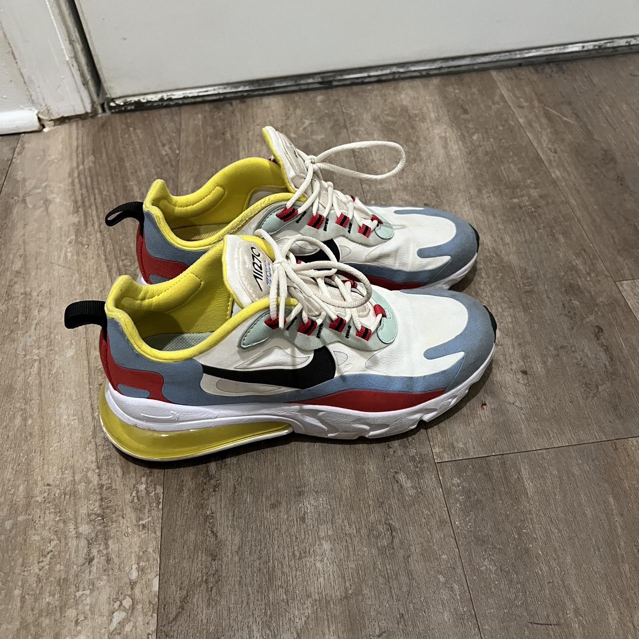 Nike women's air max 270 hotsell react shoes grey red yellow