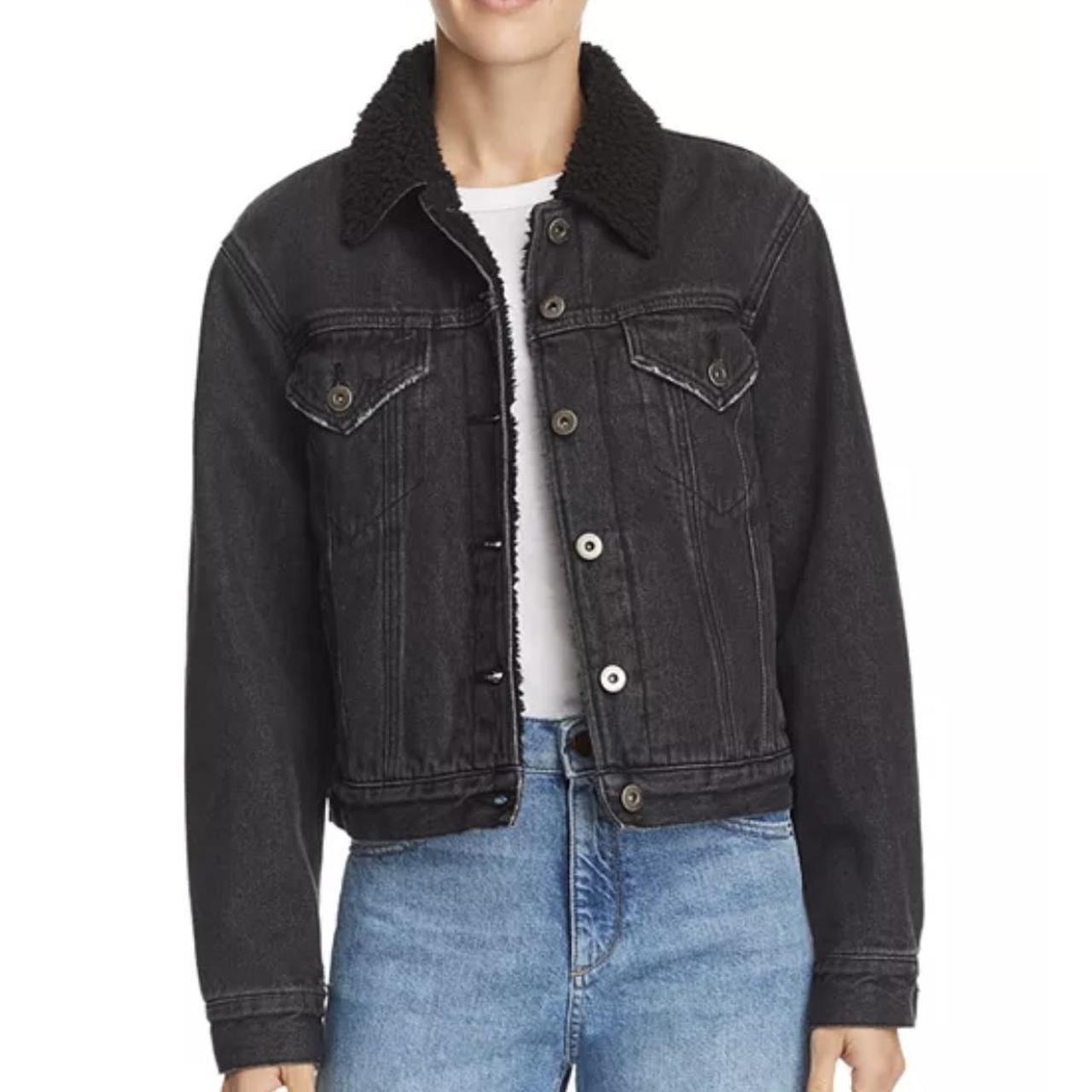 Pistola Black/gray denim jacket with black fleece... Depop