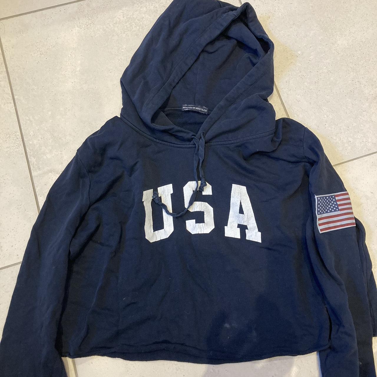 Brandy Melville Women's Navy Hoodie | Depop