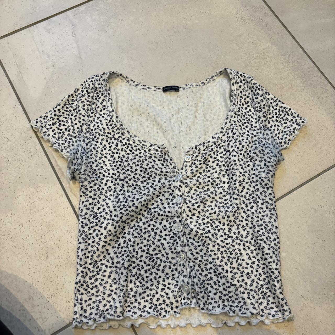 Brandy Melville Zella top blue and white. Slight... - Depop