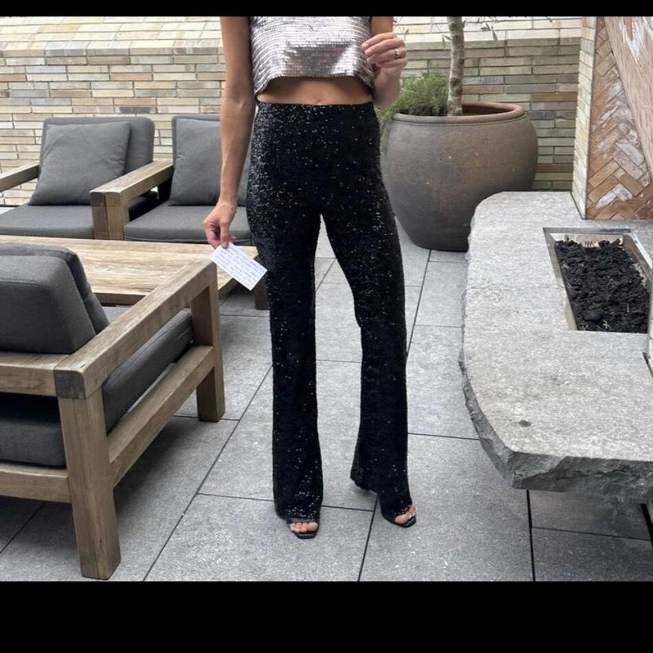 Zara Black Sequin Trousers Size Small Ref 2731 255 | eBay