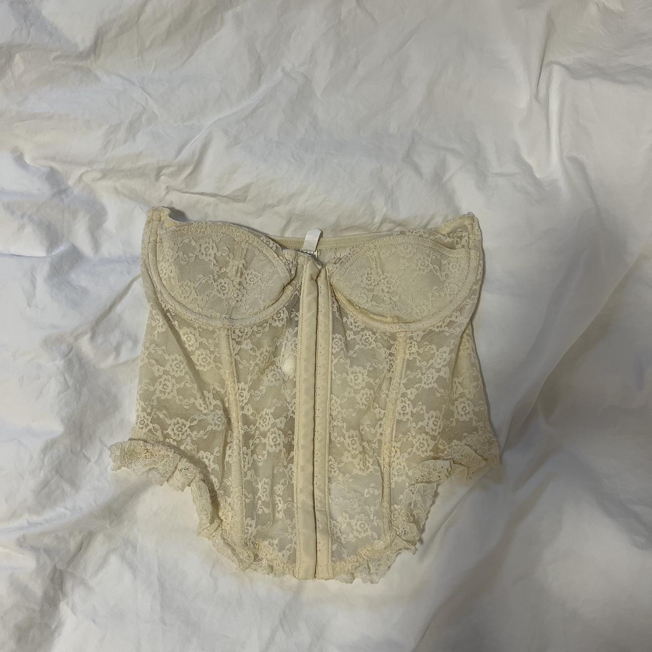 cutest cream coloured lace corset from urban. - Depop