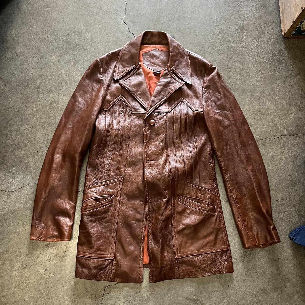 Vintage Leather Jacket/Coat. Looks like it’s 80s. ... - Depop