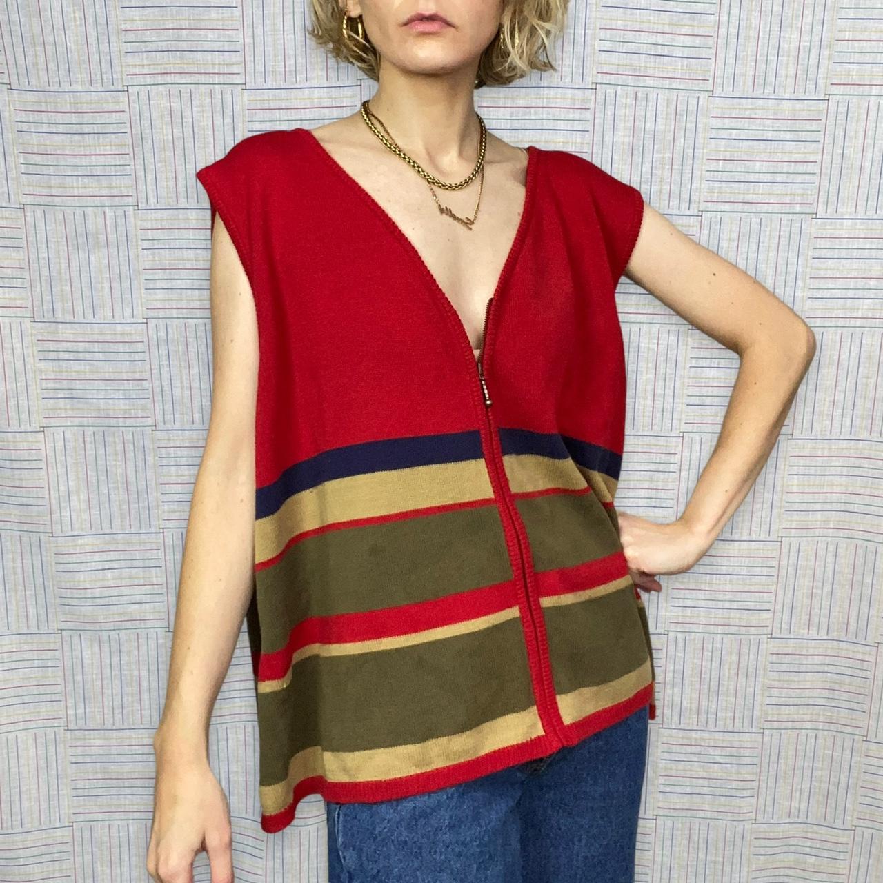 Vintage striped sweater vest Vintage 90s striped... - Depop
