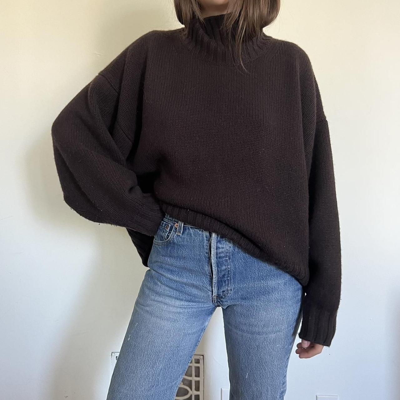 COS chunky pure cashmere turtleneck sweater in dark... - Depop